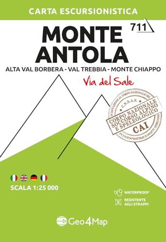 Monte Antola. Alta Val Borbera, Val Trebbia, Monte Chiappo. Carta Escursionistica 1:25.000: Alta Val Trebbia 1:25000: 711