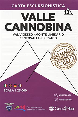 Carta Escursionistica Valle Cannobina. Scala 1:25.000. Ediz. Italiana, Inglese, Tedesca E Francese (Vol. 13)