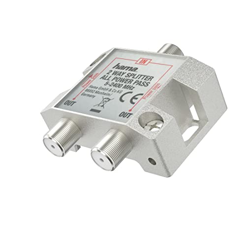 Hama Distributore Satellitare (2 Vie Spina F, Completamente Schermato, Distributore Sat, Protezione Totale, Garanzia 10 Anni) Argento