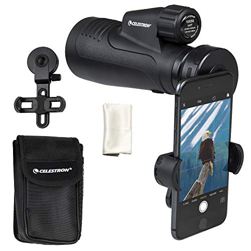 Celestron 72370 Outland X Monocolo Impermeabile 10X50 Adattatore Smartphone, Bluetooth, Coprioculari, Custodia Con Cinghia Alloggiamento Resistente, V