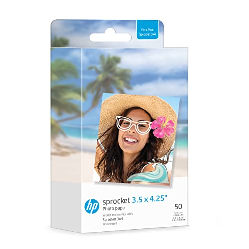 Hp Sprocket Carta Fotografica Con Retro Adesivo In Zink 8,9 X 10,8 Cm (Confezione Da 50) Compatibile Con Stampanti Fotografiche Hp Sprocket 3X4
