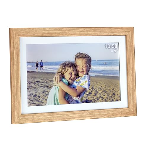 Tfa Dostmann Cornice Digitale Wlan Da 10 Pollici, 37.1002, Con App Frameo, Cornice In Legno Mdf, Con Usb E Micro Sd, Touch Screen, Per Video E Foto, O