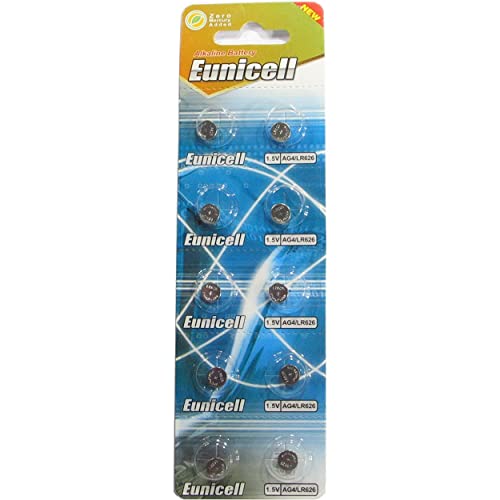 10 Eunicell Ag4 / Lr66 / 177/377 / Lr626 Batterie A Bottone A Lunga Durata 0% Mercurio (Data Di Scadenza Marcata)