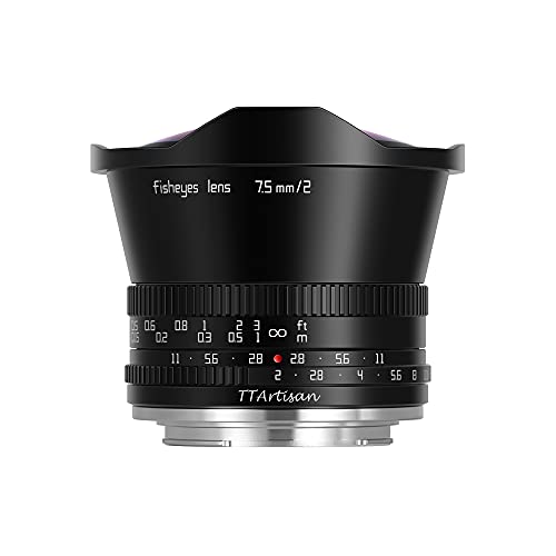 Tt Artisan 7,5 Mm F2.0 Aps-C Fisheye Compatibile Con Sony E Mount Black Obiettivo Ultra Grandangolare Con Angolo Di Visione Di 180 Gradi Senza Filter