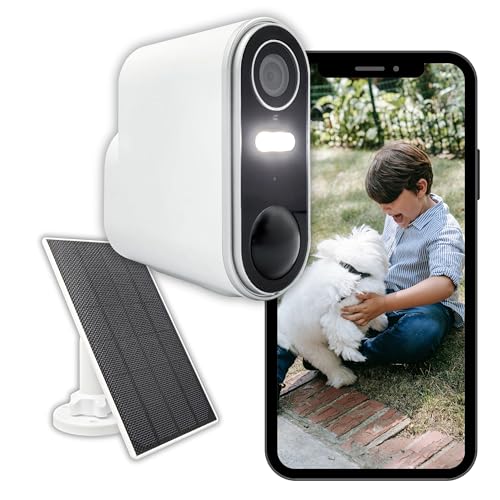 Konyks Camini Air 2 Solar - Telecamera Di Sorveglianza Esterna Wireless Wifi Con Pannello Solare, Notifiche Rilevamento Di Movimento, Visione Notturna