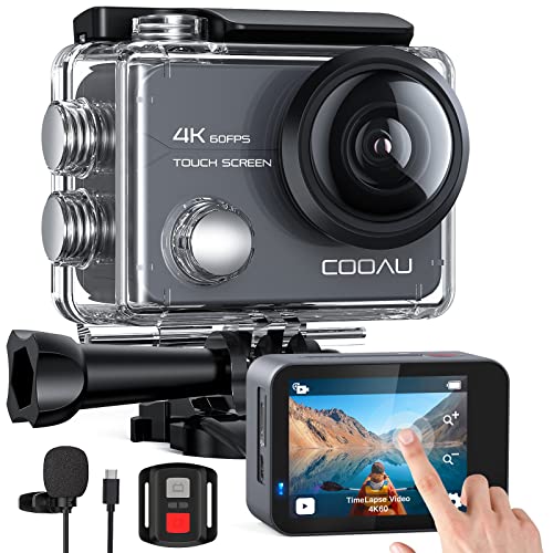 Cooau Action Cam Nativo 4K 60Fps 20Mp Touch Screen Wi-Fi Videocamera Con Zoom 8X Nuova Eis Antishake, Custodia Fotocamera Subacquea Impermeabile 40M,