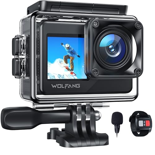 Action Camera 4K 30Fps Ga120,Wolfang Dual Color Screen Action Cam,20Mp Wifi,Grandangolo 170°,Subacquea 40M Impermeabile Videocamera,Microfono Esterno,