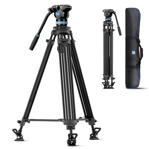 Sirui Am-25S Treppiede Video, 190Cm Video Treppiedi, Treppiede Professionale Per Carichi Pesanti Con Testa Fluida Di Smorzamento Regolabile Per Dslr,