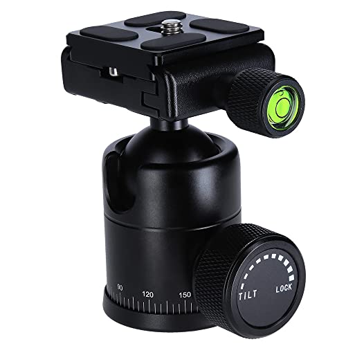 Rollei Acra Swiss - Testa A Sfera Per Treppiedi Compact Traveler No1, In Alluminio, Professionale, 360 Gradi, Con Attrito, Portata 8 Kg, 3 Livelle A B