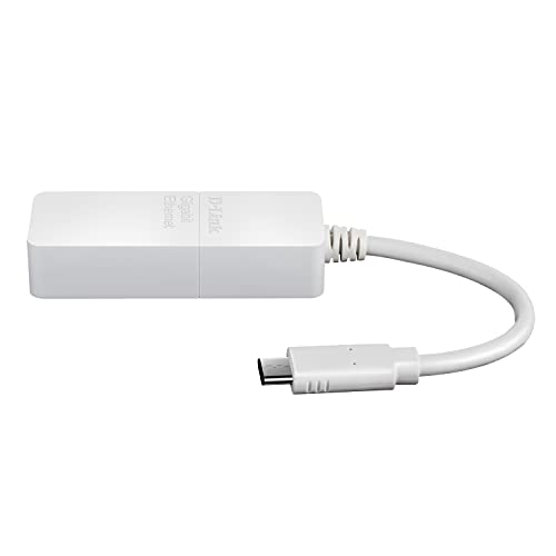 D-Link Adattatore Di Rete Da Usb 3.0 A Gigabit 10/100/1000 Mbps Su Connettore Rj45, Alloy Steel, Bianco, Usb-C