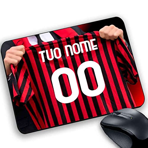 Tappetino Mouse Pad Gadget Comapatibile Per Tifosi Rossoneri Maglia Stile Milan Personalizzabile Tuo Nome E Numero