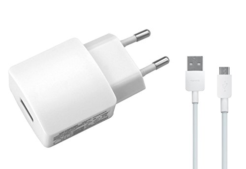 Huawei Original Adattatore Di Ricarica Hw-050100E2 W + Original Cavo Dati Ascend P9 Lite/P8/P7/P6/Lite/Mini/Mate 8/Mate 7/Mate S Travelcharger Caricat
