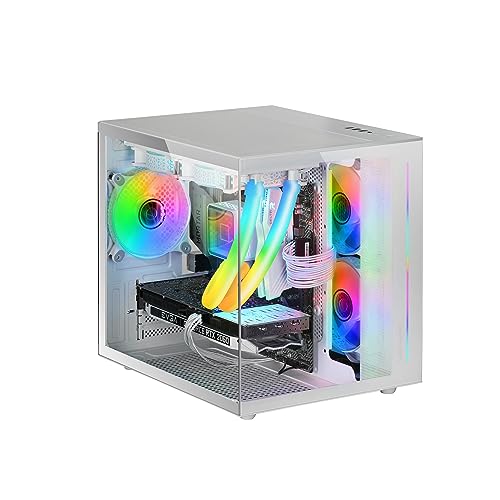 Mars Gaming Mc-View, Case Mini Tower Gaming Micro-Atx, Vetro Temperato A 90° Senza Cornice, Struttura Modulare A Doppia Camera, Supporto Completo Per