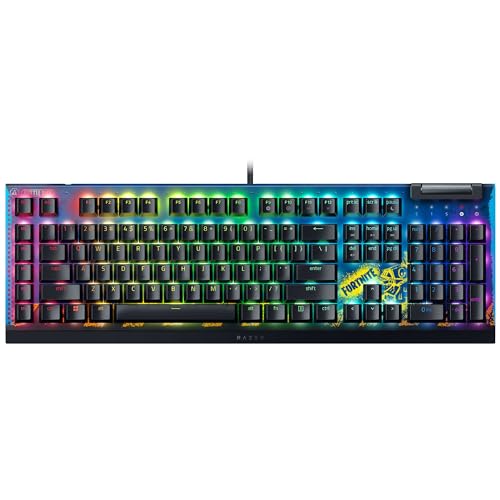 Razer Blackwidow V4 X Fortnite Edition - Tastiera Da Gioco Meccanica Con Rgb (Interruttori Gialli, 6 Tasti Macro Dedicati, Keycaps Abs Doubleshot) Qwe