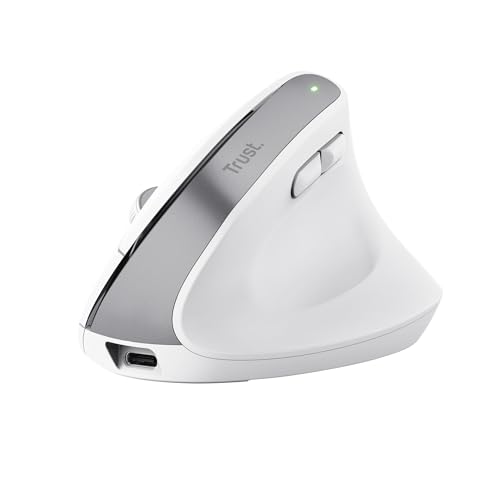 Trust Bayo+ Mouse Verticale Wireless Bluetooth + Rf 2.4Ghz, Ridurre La Tensione Del Braccio E Del Polso, 50% Plastica Riciclata, Mouse Ergonomico Rica
