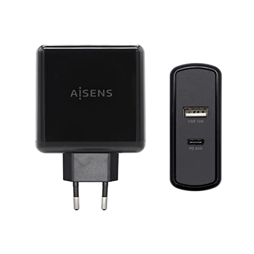 Aisens Asch-2Pd45A-Bk Cargador De Dispositivo Móvil Negro Interior