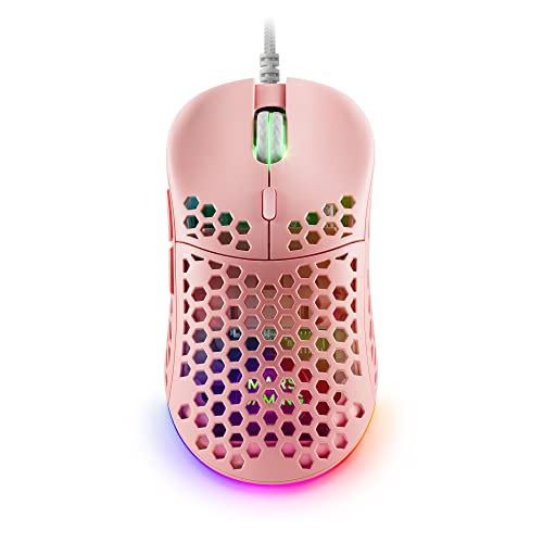 Marsgaming Mm55P Rosa, Rgb Chroma Gaming Mouse, Ultraleggero 55G, 12800 Dpi, Switches Meccanici Huano