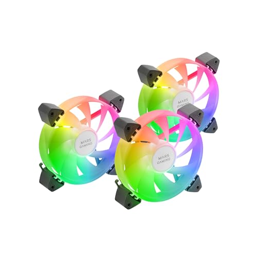 Marsgaming Mf-3A, Kit 3X Ventole Fdb Ultra Silenziose 120Mm, Illuminazione Argb Rainbow 360° Senza Cornice, Ventole 3In1 Compatibilità Argb Completa,