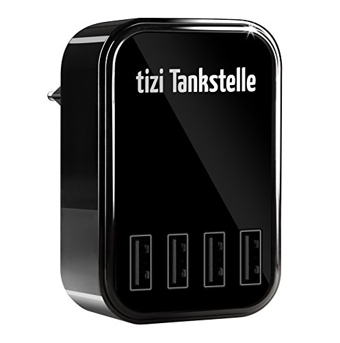 Equinux Tizi Tankstelle Eco (4 Ports). 4 Port Universal Usb Wall Charger For Home Or Travel For Smartphones And Tablets