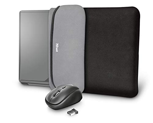 Trust Yvo Set 2-In-1: Custodia Laptop Reversibile E Mouse Wireless, Nero
