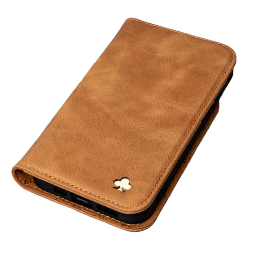 Porter Riley - Custodia In Pelle Per Iphone 12 / Iphone 12 Pro (6.1"). Supporto/Copertura/Portafoglio/Custodia In Vera Pelle Premium (Abbronzatura)
