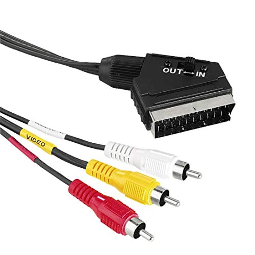 Goobay 50364 - Cavo Adattatore, Da Scart A Audio Video Composito, In/Out, Scart (21-Pin) 3 X Rca, Nero, 2 M