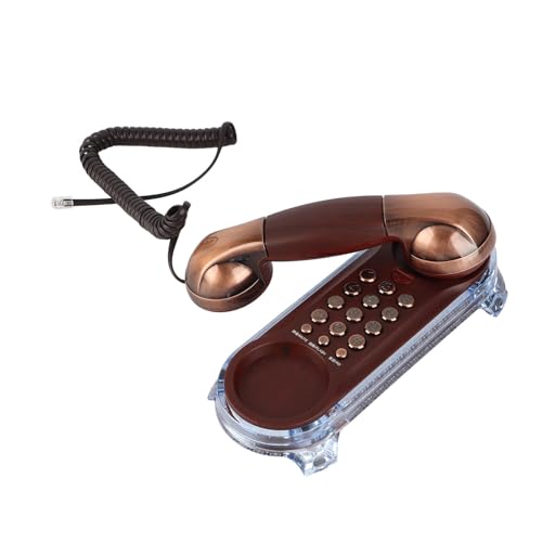 Yunir Telefono Vintage, Telefono Antico Fisso Antico Fissato Al Muro Telefono Fisso Con Retro Telefono Con Luce Inferiore Per L'Hotel Domestico(Rame R