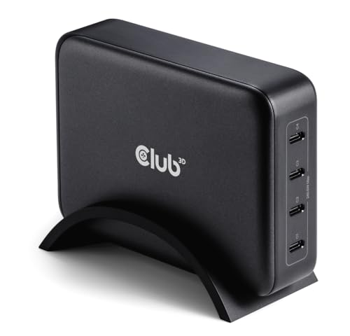 Club3D Cac-1918 - Caricabatterie Da Viaggio 240 Watt, Tecnologia Gan, Quattro Porte Usb Type-C, Power Delivery (Pd) 3.1 E Supporto Pps