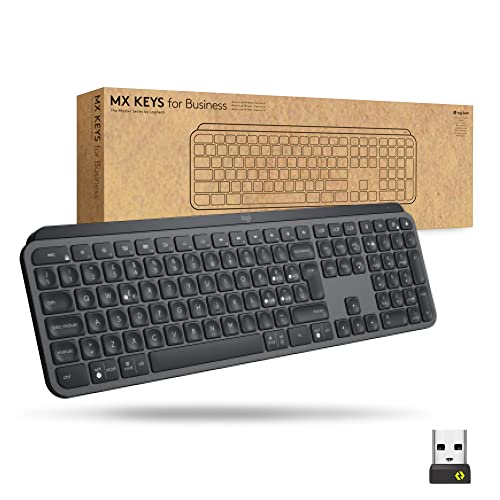 Logitech Mx Keys For Business - Tastiera Wireless Retroilluminata, Tasti Perfect Stroke Silenziosi, Tecnologia Logi Bolt, Bluetooth, Ricaricabile, Win