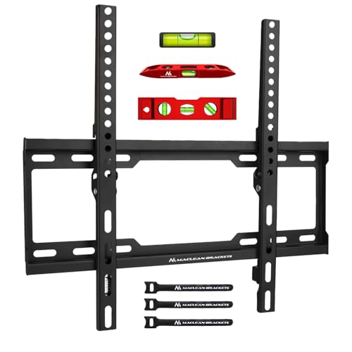 Maclean Supporto Tv, Max Vesa 400X400, 32-70", 45 Kg, Regolazione Dell'Inclinazione +0°~-10°, Ultra Sottile Distanza Da Muro Soli 28Mm, Universale Per