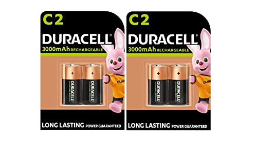 4X Duracell C Ricaricabili 3000 Mah Hr14/Dc1400 (2 Blister Da 2 Batterie) 4 Pile