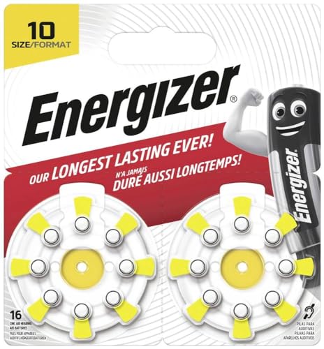 Energizer Batterie Per Apparecchi Acustici, Misura 10, Confezione Da 16