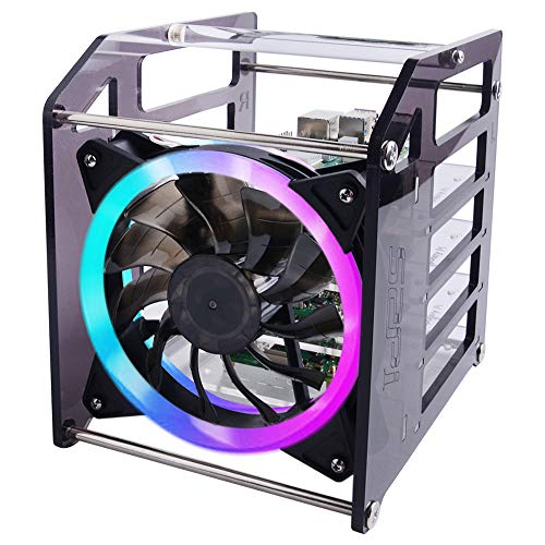 Geeekpi Raspberry Pi Cluster Custodia, Raspberry Pi Rack Custodia Impilabile Custodia Con Ventola 120Mm Rgb Led 5V Per Raspberry Pi 4B / 3B + / 3B / 2