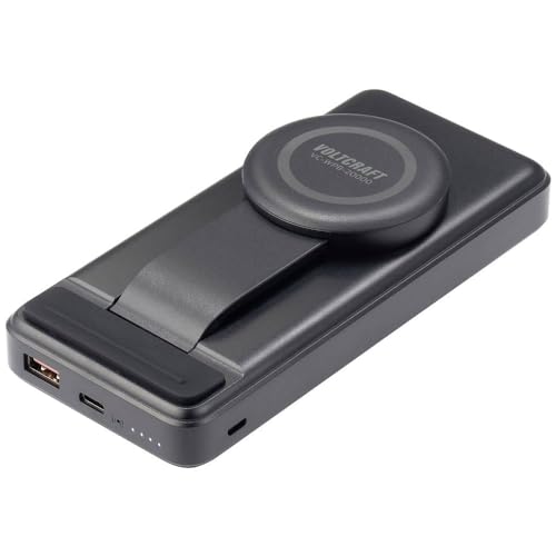 Voltcraft Vc-Wpb-20000 Powerbank Wireless 20000 Mah Ricarica Senza Fili Qi, Consegna Di Potenza Li-Ion Nero Indicazione