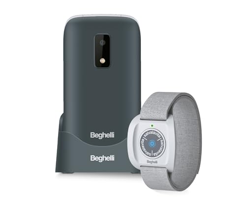 Beghelli - Kit Salvalavita Phone Slv20 Plus + Bracciale Band Telefono Anziani, Gsm Sos, Chiamata Rapida, Telesoccorso Indossabile, Gps, Sensore Caduta