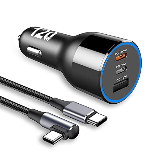 120W Caricabatteria Da Auto Usb C, 12V/24V Accendisigari Usb Con 3 Porte Pd 100W 30W Dual Usb C, Pps 45W, Qc 18W Caricabatteria Da Auto, Per Macbook P