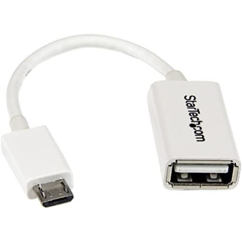 Startech.Com Cavo Adattatore Micro Usb A Usb Femmina Otg Da Viaggio, Connettore Micro Usb A Usb 12Cm M/F, Bianco