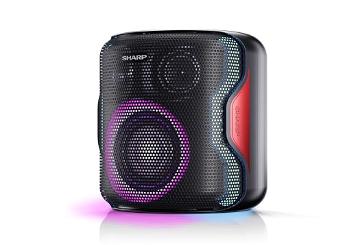 Sharp Ps-921(Bk) Altoparlante Per Feste Bluetooth Compatto E Portatile Con Luci Da Discoteca, Audio 2.1 E 3D, Duo Per Accoppiare Un Secondo Ps-921 In