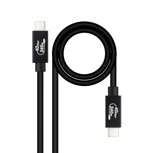Nanocable 10.01.5002 - Usb 4 Gen 3X2 40Gbps 5A/240W, Da Usb-C A Usb-C, Compatibile Con Thunderbolt 3 E Thunderbolt 4, Fino A 8K A 60Hz, Colore Nero, 1