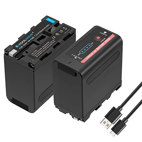 Coolshow Np-F970 Batteria Di Ricambio Da 7,4V,8700Mah,Np-F960,Np-F980,Np-F930,Np-F950,2 Pezzi Di Ricambio Con Uscita Compatibile Con Sony Dcr-Vx2100,P