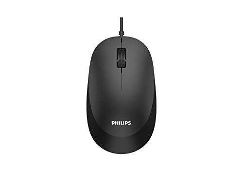Philips Spk7207 Mouse Con Cavo - 1200 Dpi, 2,0 Ghz, Esperienza Di Clic Silenzioso, Usb Plug And Play, Colore Nero