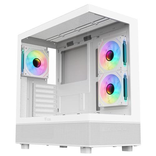 Itek Case Showbui 42W - Gaming Tower, Atx, 3X12Cm Argb Fan, 2Xusb3, Type-C, Side & Front Panel Temp Glass, White Edition