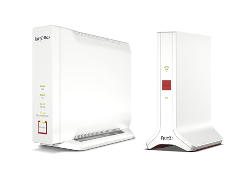 Avm Fritz! Mesh Set Internazionale (Fritz!Box 4060 E Fritz!Repeater 3000 Ax), Wifi 6 Tribanda Con Fino A 6 Gbps (2.400 Mbps + 2.400 Mbps + 1.200 Mbps)
