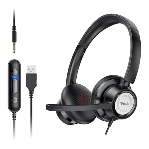 Itek Cuffia Pc Con Microfono Cuffie Usb/3.5 Mm Cancellazione Del Rumore & Suono Stereo Nitido Auricolare Business Per Skype Zoom Ms Teams, Call Center