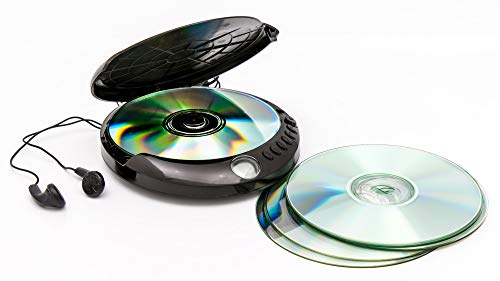 Gpo Lettore Cd Personale - Memoria Programmabile Fino A 20 Tracce, Display Lcd, Protezione Anti-Shock, Auricolari Inclusi - Nero