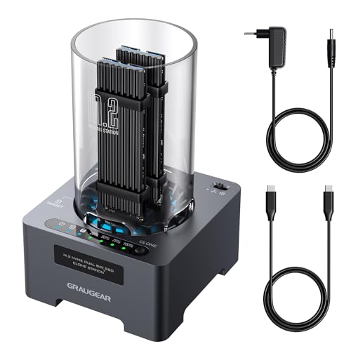 M.2 Nvme Ssd Clone Station Per M.2 Pcie, M-Key, Usb3.2 Gen2X2 20Gbps Docking Station, 60 Mm, Alimentatore Di Rete