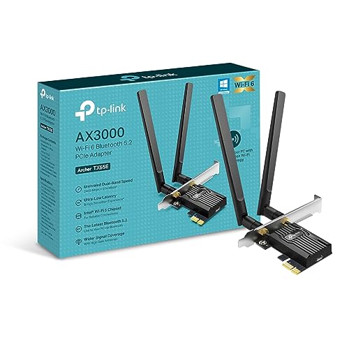 Tp-Link Ax3000 Dual-Band Wi-Fi 6 Bluetooth 5.2 Pcie Adapter Con Due Antenne, Dissipatore Di Calore Specializzato, 1024-Qam, Latenza Ultra-Bassa, Chips