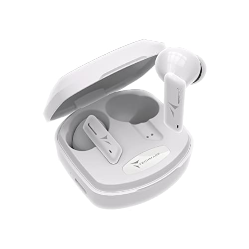 Techmade Auricolari Senza Filo Con Box Di Ricarica Color Bianco