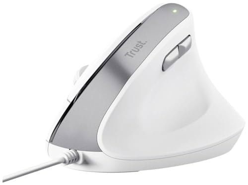 Trust Bayo Ii Ergonomic Mouse Cablato Ottico Bianco 6 Tasti 2400 Dpi Rotella Di Scorrimento Integrata
