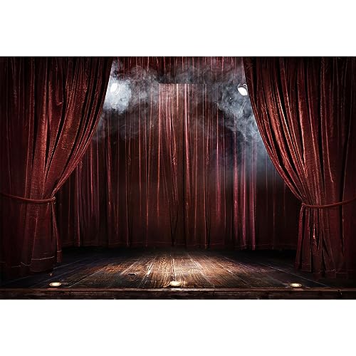 Yongfoto 3X2M Palcoscenico Sfondo Fotografico Tenda Marrone Pavimento In Legno Smoky Riflettore Stage Di Teatro Magico Per Il Partito Evento Fotografi